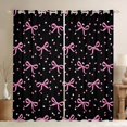 thumbnail image 1 of jejeloiu Pink Cute Bowknot Black Out Curtains,Kawaii Polka Dot Curtains Pack of 2 (42x63 Each),Chic Ribbon Bow Tie Bedroom Curtains For Girls,Microfiber Bedroom Decor, 1 of 6