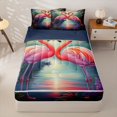 thumbnail image 1 of jejeloiu Pink Cute Flamingo Zipper Full Size Comforter Sets with Fitted Sheet and 2 Pillowcases Kids,Tropical Wild Animals Zipper Bedding Set,Reversible,4 Pieces, 1 of 7