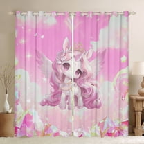 jejeloiu Pink Cute Unicorn Black Out Curtains,Magic Cartoon Animal Curtains Pack of 2 (42x63 Each),Kawaii Unicorn Bedroom Curtains For Girl Kids,Ultra Soft Home Decor