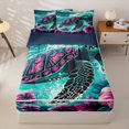 thumbnail image 1 of jejeloiu Pink Floral Zipper Full Size Comforter Sets with Fitted Sheet and 2 Pillowcases Kids,Tropical Ocean Animal Turtle Zipper Bedding Set,Reversible,4 Pieces, 1 of 7