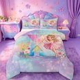 thumbnail image 1 of jejeloiu Pink Flower Monogrammed X Full Size Comforter Sets For Girls,Rainbow Magical Initial Bedding Sets For Kids,Pink Reversible,3pcs, 1 of 7