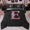 thumbnail image 1 of jejeloiu Pink Flowers Blossom Full Size Comforter Sets,First Letter E Bedding Sets For Leopard Print Lover Reversible 3pcs, 1 of 8