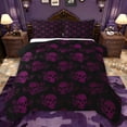 thumbnail image 1 of jejeloiu Pink Gothic Skull Full Size Comforter Sets,Bohemian Vintage Flower Bedding Sets For Adults Reversible 3pcs, 1 of 8