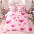 thumbnail image 1 of jejeloiu Pink Heart Loves 7-Piece Twin Bedding Sets,Kawaii Cute Pattern Bedding Comforter Set For Girls Reversible, 1 of 8