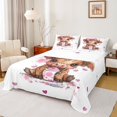 thumbnail image 1 of jejeloiu Pink Highland Cow Full Size Sheets Kids,Cute Farm Print Bed Sheets,4 Pieces, 1 of 6