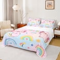 thumbnail image 1 of jejeloiu Pink Kawaii Axolotl Queen Sheet Sets,Boho Cartoon Rainbow Flat Sheet,Cute Loves Stars Queen Fitted Sheet For Girls Teens,Super Cozy Room Decor,4 Pieces, 1 of 7