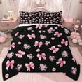 thumbnail image 1 of jejeloiu Pink Lovely Bowtie Full Size Comforter Sets,Rustic Flower Blossom Bedding Sets For Men Women Reversible 3pcs, 1 of 8