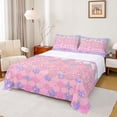 thumbnail image 1 of jejeloiu Pink Mermaid Pattern Twin Sheet Sets,Purple Gold Glitter Print Bedding For Girls 3pcs, 1 of 7