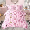 thumbnail image 1 of jejeloiu Pink Music Guitar 7pcs Bedding Comforter Set,Western Cowgirl Disco Ball Queen Bedding Sets For Women Reversible, 1 of 8