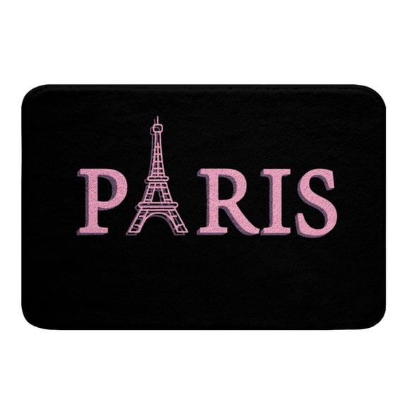 jejeloiu Pink Paris Bath Mats for Bathroom Eiffel Tower Bathroom Rugs for Paris Decor Bath Rugs for Shower Tub 20"x32" Valentines Bathroom Accossories C113