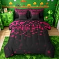 thumbnail image 1 of jejeloiu Pink Pixelated Grid 7pcs Bedding Comforter Set Kids,Modern Geometric Checkered Queen Bedding Sets For Boys,Reversible, 1 of 7