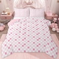 thumbnail image 1 of jejeloiu Pink Plaid Pattern Twin Comforter Sets,Modern Geometric Aesthetic Bedding Set For Girls Kids Reversible 2-Piece, 1 of 8