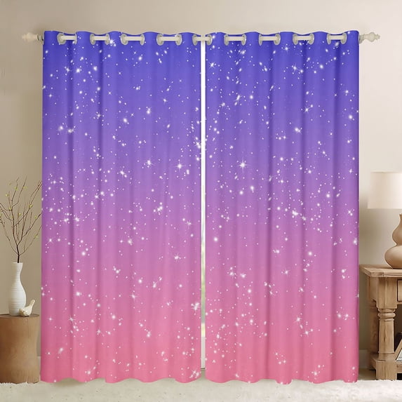 jejeloiu Pink Purple Sky Black Out Curtains,Galaxy Starry Night Curtains Pack of 2 (42x63 Each) For Girl Teens