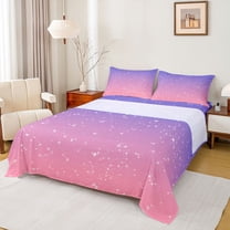 jejeloiu Pink Purple Sky Twin Sheet Sets,Galaxy Starry Night Bedding For Girl Teens 3 Pieces