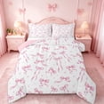 thumbnail image 1 of jejeloiu Pink Ribbon Bow Twin Comforter Sets,Cartoon Bowknot Bowtie Bedding Set For Girl Reversible 2pcs, 1 of 8