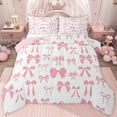 thumbnail image 1 of jejeloiu Pink Ribbon Bowknot Full Size Comforter Sets,Cute Cartoon Bow Bedding Sets For Girls Reversible 3pcs, 1 of 8