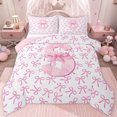 thumbnail image 1 of jejeloiu Pink Ribbon Bowknot Queen Comforter Set,Letter S Print Bedding Comforter Set For Girls Women Reversible 3pcs, 1 of 8
