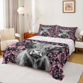 thumbnail image 1 of jejeloiu Pink Rose Cow Bed Sheets Kids,Western Print King Sheets,4 Pieces, 1 of 6