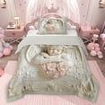 thumbnail image 1 of jejeloiu Pink Rose Flower Twin Comforter Sets,White Angle Bedding Set For Kids Reversible 2-Piece, 1 of 7