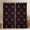 thumbnail image 1 of jejeloiu Pink Skull Skeleton Blackout Curtains Set of 2 (52x84 Each),Vintage Victorian Romantic Window Curtains For Men Women, 1 of 6