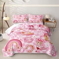 thumbnail image 1 of jejeloiu Pink Western Cowgirl Twin Quilt Set Kids,Boho Farm Boots Twin Coverlet Set For Girls,2 Pieces, 1 of 7