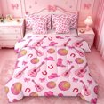 thumbnail image 1 of jejeloiu Pink Western Disco 7pcs Bedding Comforter Set Kids,Cowgirl Guitar Print Queen Bedding Sets,Reversible, 1 of 7