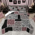thumbnail image 1 of jejeloiu Pink White Black Queen Comforter Set,Leopard Cheetah Pattern Bedding Sets,Wild Zebra Print Bedding Comforter Set For Teens,Breathable Home Decor,3pcs, 1 of 8