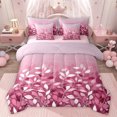 thumbnail image 1 of jejeloiu Pink White Leaves 7pcs Bedding Comforter Set,Natural Botanical Queen Bedding Sets,Modern Art Queen Sheet Sets For Gitls Teens,Ultra Soft Home Decor Reversible, 1 of 8