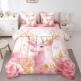thumbnail image 1 of jejeloiu Pink Xmas Reindeer 7-Piece Bedding Comforter Set,Romantic Flower Rose King Bedding Sets,Jungle Animal Bed Sheets For Girl,Breathable Home Decor Reversible, 1 of 8