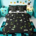 thumbnail image 1 of jejeloiu Pixel Geometric Bedding Comforter Set,7 Pieces,Building Block Games Full Bedding Set,Construction Games Fitted Sheet Flat Sheet For Child,Breathable Bedroom Decorative Reversible, 1 of 7