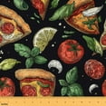 thumbnail image 1 of jejeloiu Pizza Tomato Lemon Fabric by the Yard 10 Yards,Realistic Funny Food Room Decor Fabric by the Yard,Green Black Red Sewing Fabric For Girls Boys,Super Cozy Room Decor, 1 of 6