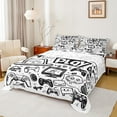thumbnail image 1 of jejeloiu Play Game Queen Sheet Sets,Cartoon Gamepad Controller Flat Sheet,Player Gaming Joystick Queen Fitted Sheet For Boy,Microfiber Room Decor,4 Pieces, 1 of 7