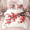 thumbnail image 1 of jejeloiu Plum Blossom 7-Piece Bedding Comforter Set,Rustic Flowers King Bedding Sets,Red Floral Bed Sheets For Men Women,Breathable Home Decor Reversible, 1 of 8