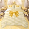 thumbnail image 1 of jejeloiu Polka Dots Bow Queen Comforter Set,Yellow Bowtie Print Bedding Comforter Set For Girl Kids Reversible 3-Piece, 1 of 8