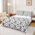 thumbnail image 1 of jejeloiu Preppy Bow King Sheets For Men Women,Classic Pattern Bedding,Black White,4 Pieces,1 Flat Sheet, 1 Fitted Sheet and 2 Pillowcases, 1 of 6