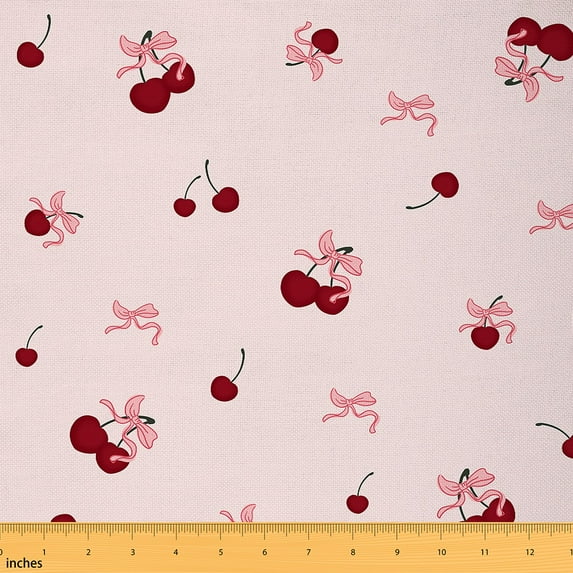 jejeloiu Princess Bow Tie Fabric by the Yard 10 Yards,Kawaii Berry Room Decor Fabric by the Yard,Pink Bowtie Sewing Fabric For Child,Breathable Home Decor