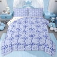 thumbnail image 1 of jejeloiu Purple Bow Pattern Queen Comforter Set,Cartoon Bowknot Bowtie Bedding Comforter Set For Girl Reversible 3pcs, 1 of 8