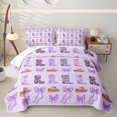 thumbnail image 1 of jejeloiu Purple Bow Pattern Twin Quilt Set Kids,Cute Western Cowgirls Boots Twin Coverlet Set For Girls,2 Pieces, 1 of 7