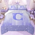 thumbnail image 1 of jejeloiu Purple Bows Bowknot Queen Comforter Set,Letter C Print Bedding Comforter Set For Bowtie Girls Reversible 3 Pieces, 1 of 8
