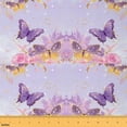 thumbnail image 1 of jejeloiu Purple Butterflies Fabric by the Yard 2 Yards,Cartoon Animal Room Decor Fabric by the Yard,Dreamy Flower Floral Fabric for Sewing For Children,Breathable Home Decor, 1 of 6