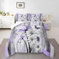 thumbnail image 1 of jejeloiu Purple Floral Daisy Full Size Comforter Sets,Splashing Ink Bedding Comforter Set,Cute Flower Butterfly Bedding Sets,Bedroom Microfiber Decorative Reversible,3pcs, 1 of 8
