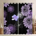 thumbnail image 1 of jejeloiu Purple Flower Blossom Black Out Curtains,Retro Floral Pattern Curtains Pack of 2 (42x63 Each),Minimalist Aesthetic Artwork Bedroom Curtains For Girls,Breathable Home Decor, 1 of 6
