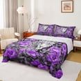thumbnail image 1 of jejeloiu Purple Flower Floral Full Size Sheets,Safari Leopard Cheetah Bed Sheets,Jungle Animal Sheet Sets For Men Women,Microfiber Bedroom Decor,4-Piece, 1 of 7