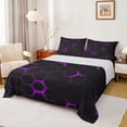 thumbnail image 1 of jejeloiu Purple Geometric Hexagon Queen Sheet Sets,Honeycomb Pattern Bed Set For Teens 4 Pieces, 1 of 7