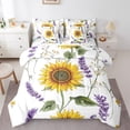 thumbnail image 1 of jejeloiu Purple Lavender Orange Sunflower Rustic Floral Full Comforter Sheet Set, Reversible Microfiber Teens Bedding, 7 Pieces, 1 of 8