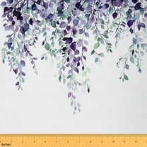 jejeloiu Purple Leaves Fabric by the Yard 1 Yard, Botanical Theme Home Decor Fabric by the Yard, Branches Plant Room Decor Fabric by the Yard, Girls Garden Room Decor