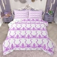 thumbnail image 1 of jejeloiu Purple Lovely Bowtie Queen Comforter Set,Cute Kawaii Bowknot Bedding Sets,Cartoon Bow Ribbon Bedding Comforter Set For Girls,Breathable Home Decor Reversible,3 Pieces, 1 of 8
