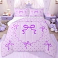 thumbnail image 1 of jejeloiu Purple Loves Pattern Full Size Comforter Sets,Cartoon Cute Bow Bedding Sets For Teens Reversible 3pcs, 1 of 8