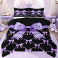 thumbnail image 1 of jejeloiu Purple Ribbon Bowknot Twin Comforter Sets,Cartoon Cute Bowtie Bedding Set For Teens Reversible 2pcs, 1 of 8