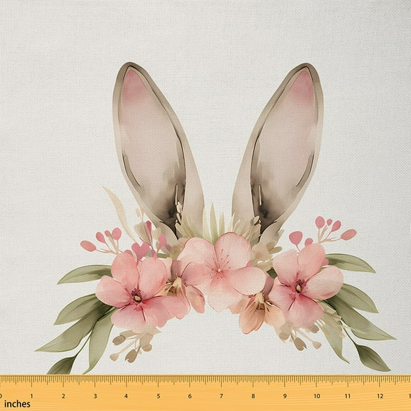 jejeloiu Rabbit Ears Fabric by the Yard 1 Yard,Pink Flower Floral Home Decor Fabric by the Yard,Cartoon Animal Sewing Fabric For Girls Children,Ultra Soft Home Decor